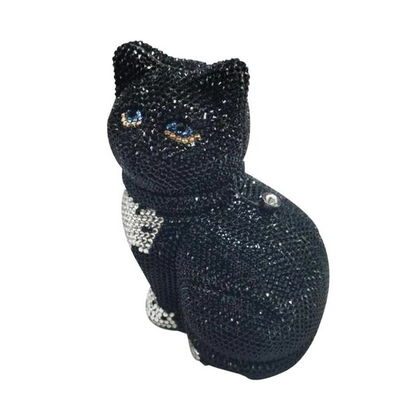 3d Cat Shaped Minaudiere Sparkling Crystal Clutch Purse Evening Bag NWT - Picture 4 of 5